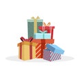 Colored heap gift boxes to holiday like xmas or birthday