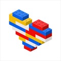 Colored heart made of plastic blocks, assembled randomly. Vector Royalty Free Stock Photo