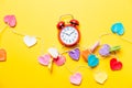 Colored heart shape lights and alarm clock