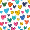 Colored hearts seemless background