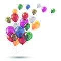 Colored helium balloons fly up, celebration - vector Royalty Free Stock Photo