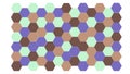 Colored hexagon polygons on a white background.