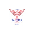 Colored hipster bird falcon logo design