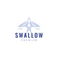 Colored hipster fly swallow logo design