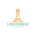 Colored hipster lighthouse logo design vector graphic symbol icon illustration creative idea