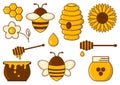 Colored honey set. Vector illustration Royalty Free Stock Photo