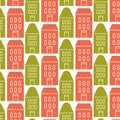 Colored house seamless pattern. House sign template.