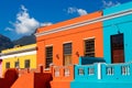 Colored houses in Bo Kapp, a district of Cape Town, South africa known for it`s houses painted in vibrant colors