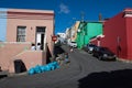 Colored houses in Bo Kapp, a district of Cape Town, South africa known for it`s houses painted in vibrant colors