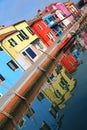 Colored houses of the Italian island of Burano near Venice Inten