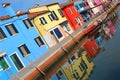 Colored houses of the Italian island of Burano near Venice Inten