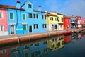 Colored houses overlook a canal on the island of Burano near Ven Royalty Free Stock Photo