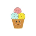 cute kawaii colored ice cream doodle style