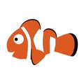 Colored icon cute baby clown fish in cartoon style Royalty Free Stock Photo