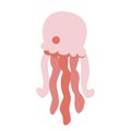 Colored icon cute baby jellyfish in cartoon style