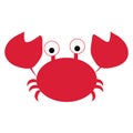 Colored icon cute baby red cancer crab in cartoon style on white