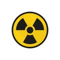 Colored icon radiation warning yellow sign, flat