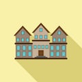 Colored icon for a two-story building, long shadow Royalty Free Stock Photo