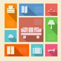 Colored icons for hotel with place for text Royalty Free Stock Photo