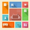 Colored icons for hotel with place for text Royalty Free Stock Photo