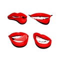 Colored icons shiny red lips