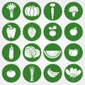 Colored icons of vegetables and fruits