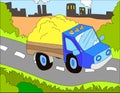 Colored illustration background of a dump truck