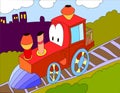 Colored illustration background of a toy train