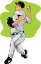 Colored illustration of a baseball pitcher