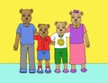 illustration of a happy family of bears embracing each other