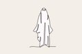 A colored illustration of a white-robed ghost
