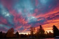 colored, iridescent clouds during autumn solstice