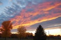 colored, iridescent clouds during autumn solstice