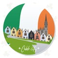 Colored irish city landscape with a temple Ireland Vector