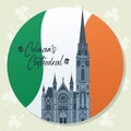 Colored irish sticker with colman cathedral landmark Vector