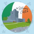 Colored irish sticker with killarney castle landmark Vector