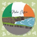 Colored irish sticker with moher cliff landmark Vector