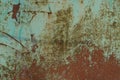 Colored iron background from part of an old green metal wall Royalty Free Stock Photo