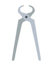 Colored iron cutting pliers tongs. Closed Steel nippers tool icon. Grey colored handle. Flat illustration of pliers tool