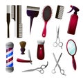 Colored and isolated barber big icon set