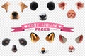 Cute Animal Faces Transparent Icon Set Royalty Free Stock Photo