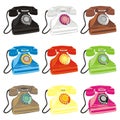 Colored isolated retro phones