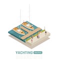 Colored Isometric Yachting Composition