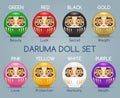 Colored japan daruma monk dolls