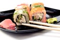 Colored Japanese rolls Royalty Free Stock Photo