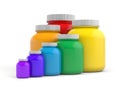 Colored jars with white lids - rainbow