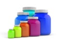 Colored jars with white lids - rainbow