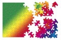 Colored jigsaw puzzle - concept image on white background