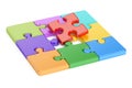 Colored jigsaw puzzle, 3D