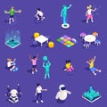 Colored Kindergarten Isometric Icon Set